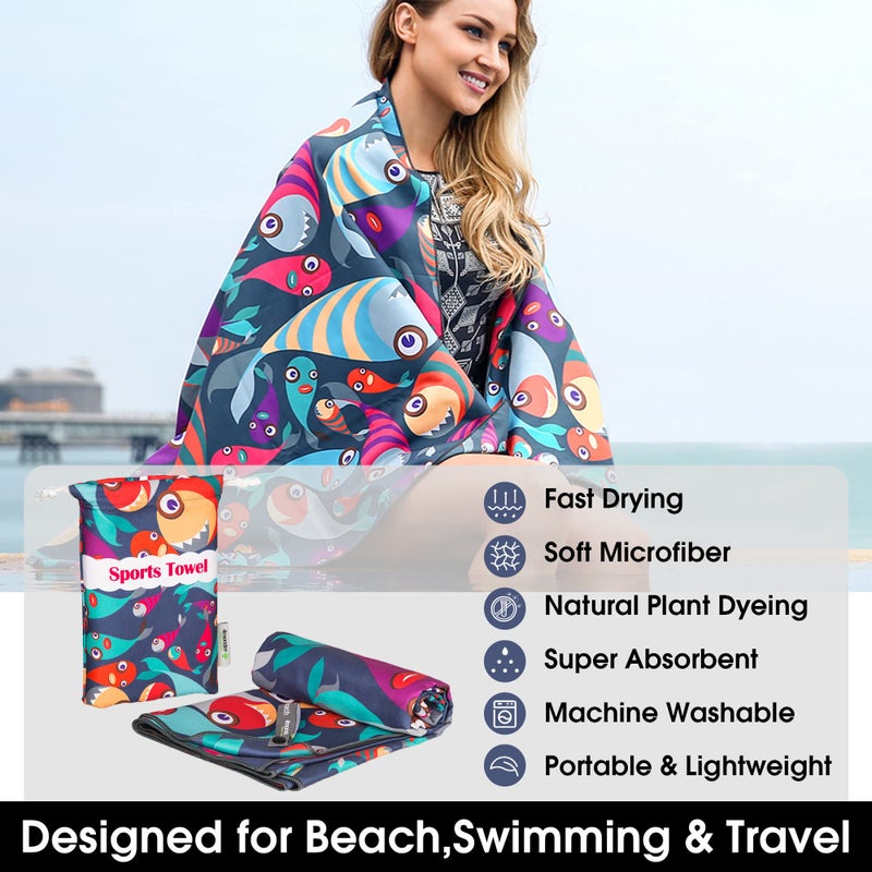 4Monster Microfiber Beach Towel Quick Dry,Super Absorbent Lightweight Travel Towel for Swimmers, Sand Free Camping Towel, Beach Towels for Pool,Swim,Water Sports,Yoga - Image 2